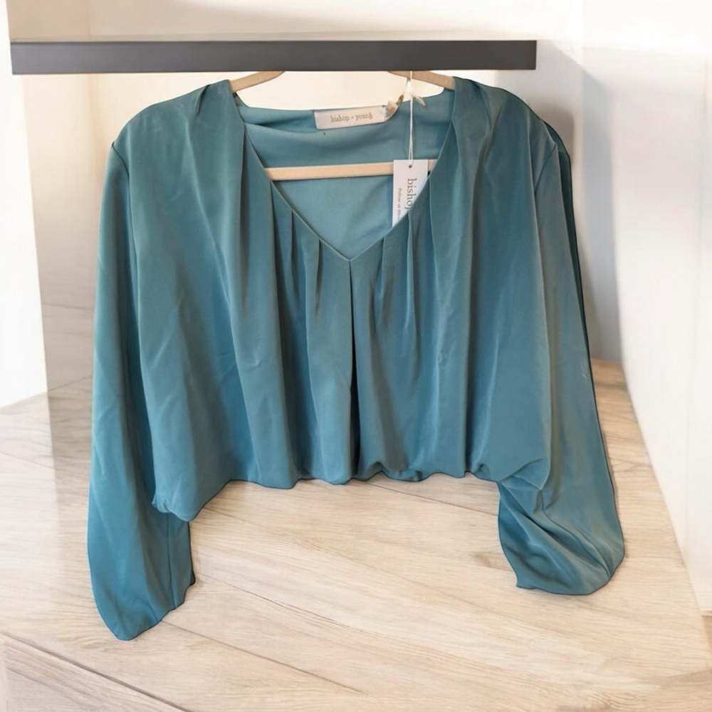 Women's Bishop + Young Teal V-Neck Long Sleeve Blouse